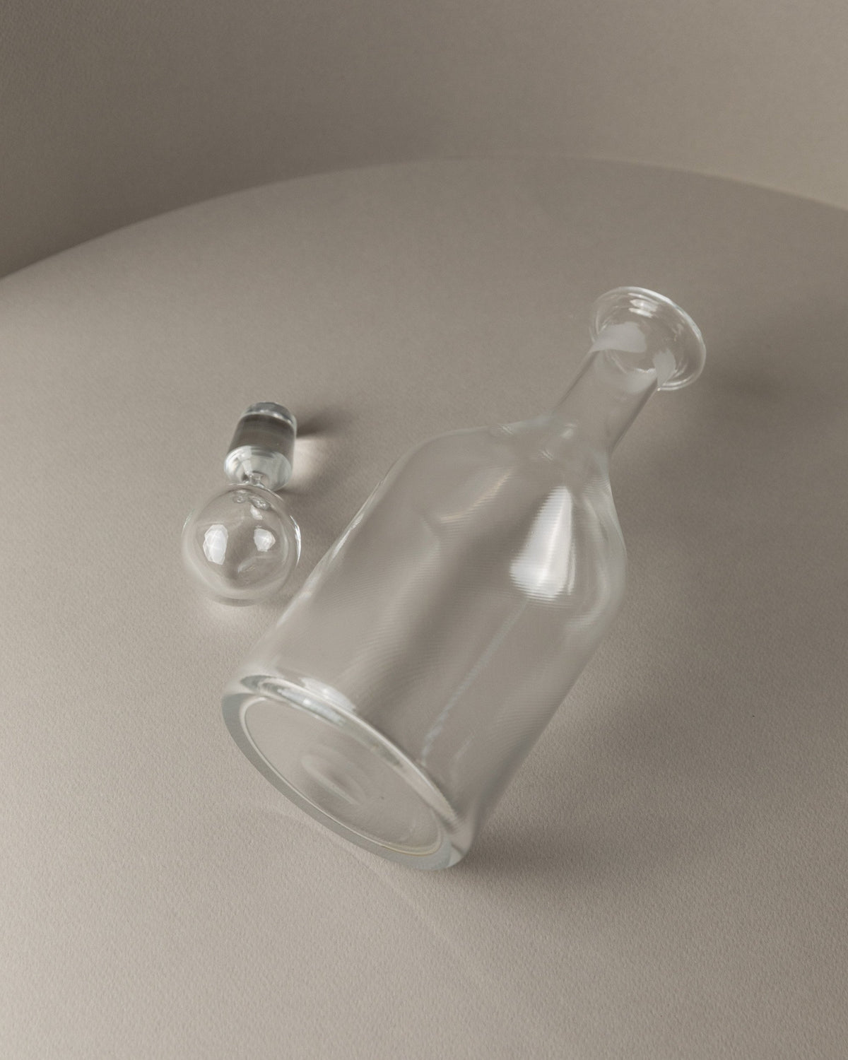 Vintage Murano glass carafe with stopper transparent fluted Italy 1980s