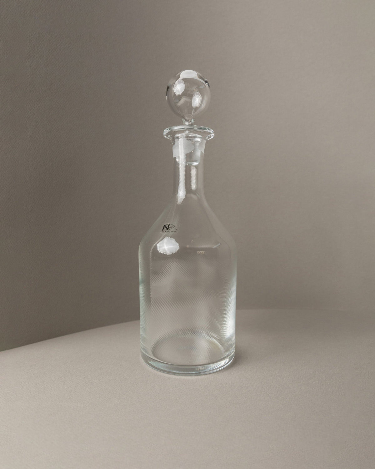 Vintage Murano glass carafe with stopper transparent fluted Italy 1980s