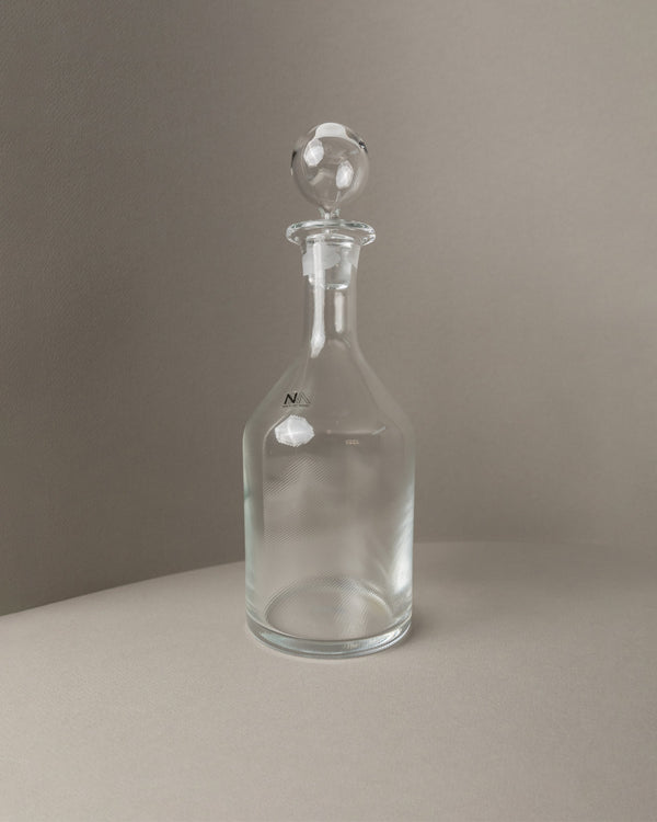 Vintage Murano glass carafe with stopper transparent fluted Italy 1980s