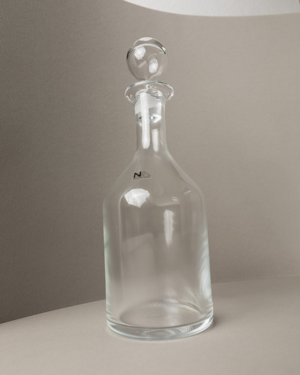 Vintage Murano glass carafe with stopper transparent fluted Italy 1980s
