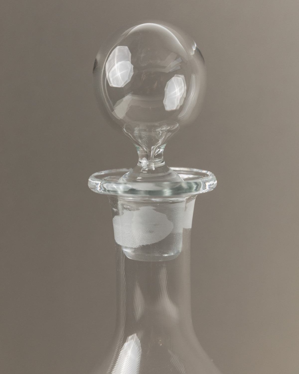 Vintage Murano glass carafe with stopper transparent fluted Italy 1980s