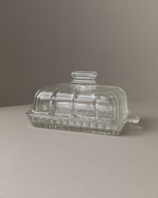 Beurrier vintage en verre transparent Art Déco Italie années 40