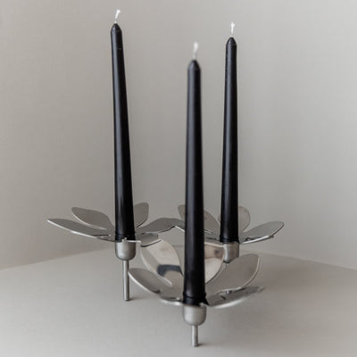 Bougeoir vintage en forme de fleur en acier inoxydable par Monica Mulder pour Ikea années 1990