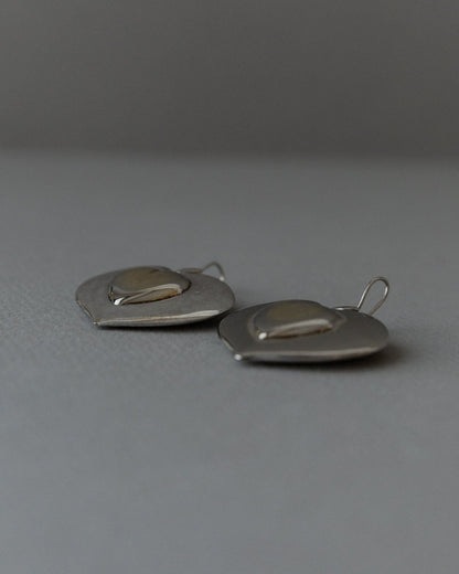 Vintage earring silver plated hearts Italy 1970s light comfortable statement