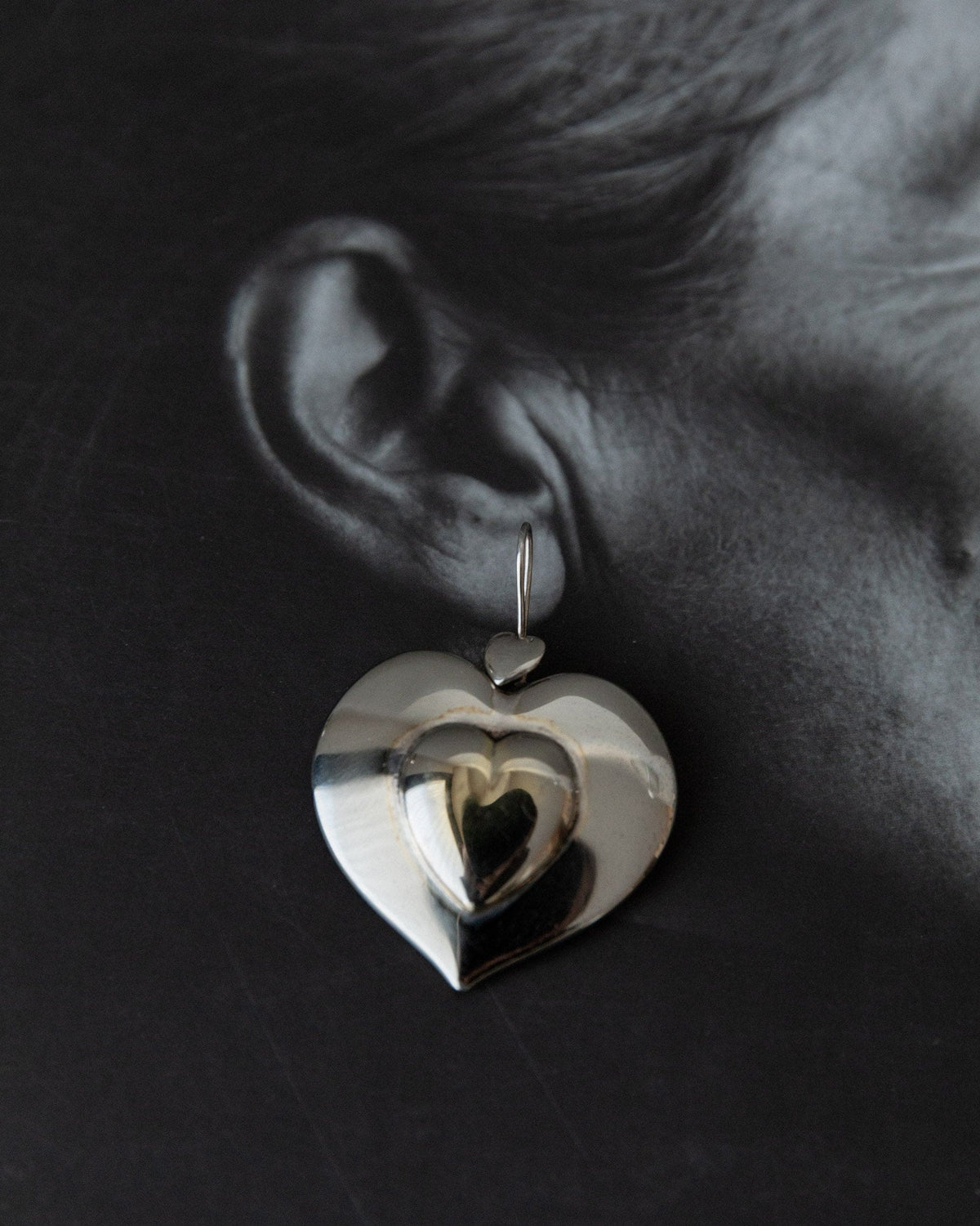 Boucles d'oreilles vintage en plaqué argent coeurs Italie années 1970 légères et confortables