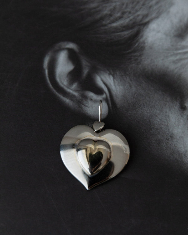 Boucles d'oreilles vintage en plaqué argent coeurs Italie années 1970 légères et confortables
