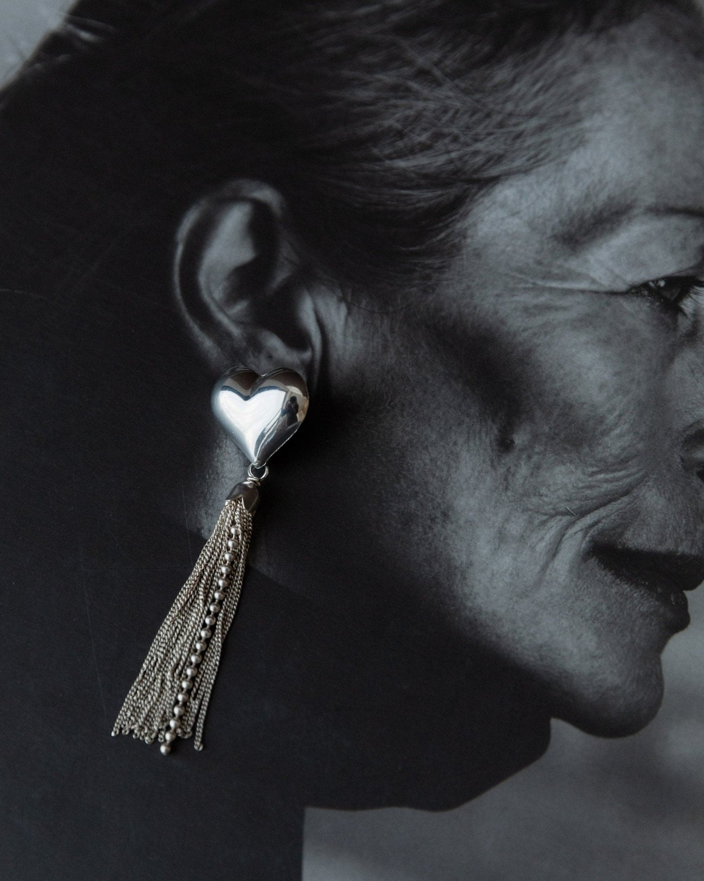 Vintage Ohrring Silber Herz mit Ketten Italien 1970er retro elegantes Geschenk