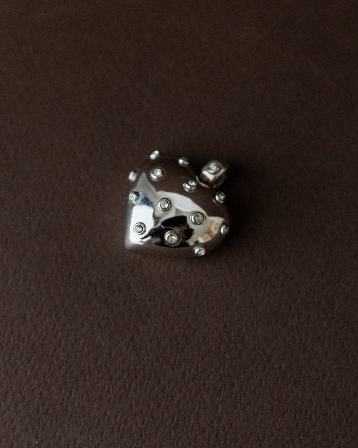 Vintage Anhänger Herz Kunststoff Sterlingsilber mit Edelsteinen Italien 1970er