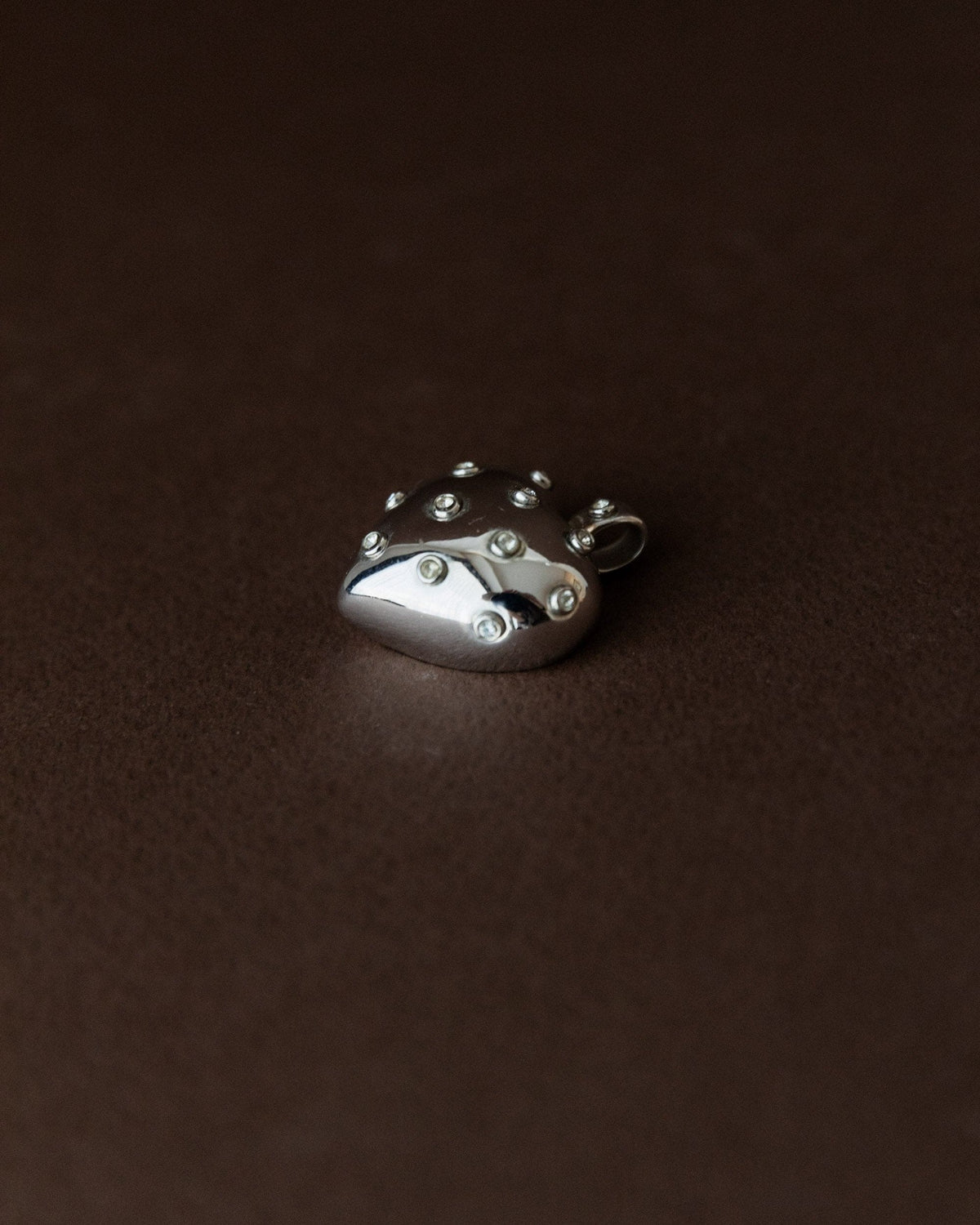 Vintage Anhänger Herz Kunststoff Sterlingsilber mit Edelsteinen Italien 1970er