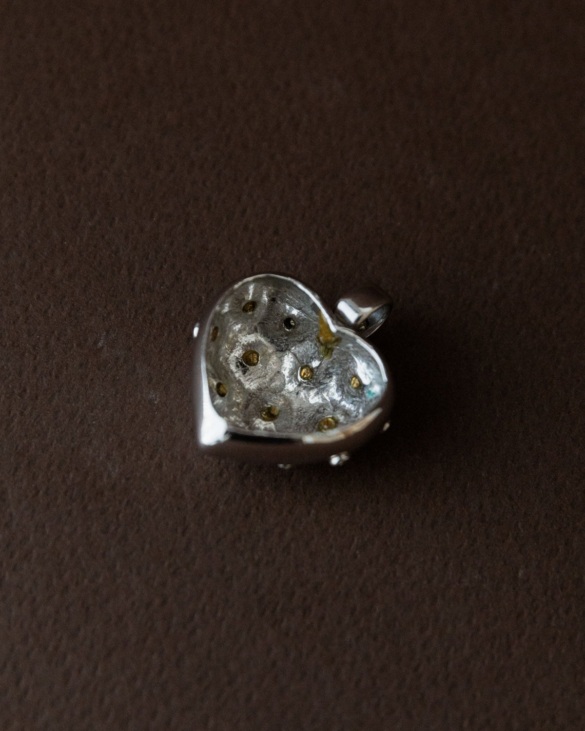 Vintage Anhänger Herz Kunststoff Sterlingsilber mit Edelsteinen Italien 1970er
