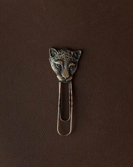Vintage Bookmark Brass Cheetah Motif Italy 1980s