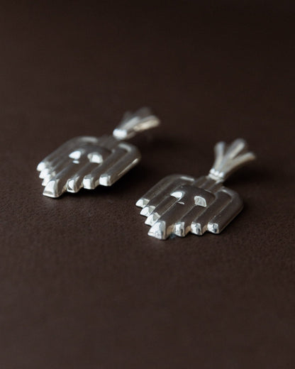 Vintage Earrings Silver Art Deco Design Italy 1970s