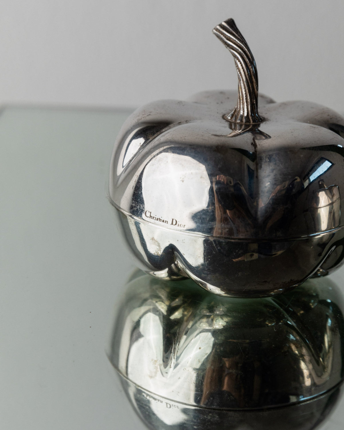 Vintage pumpkin set silver plated by Christian Dior 1970s design set of 2
