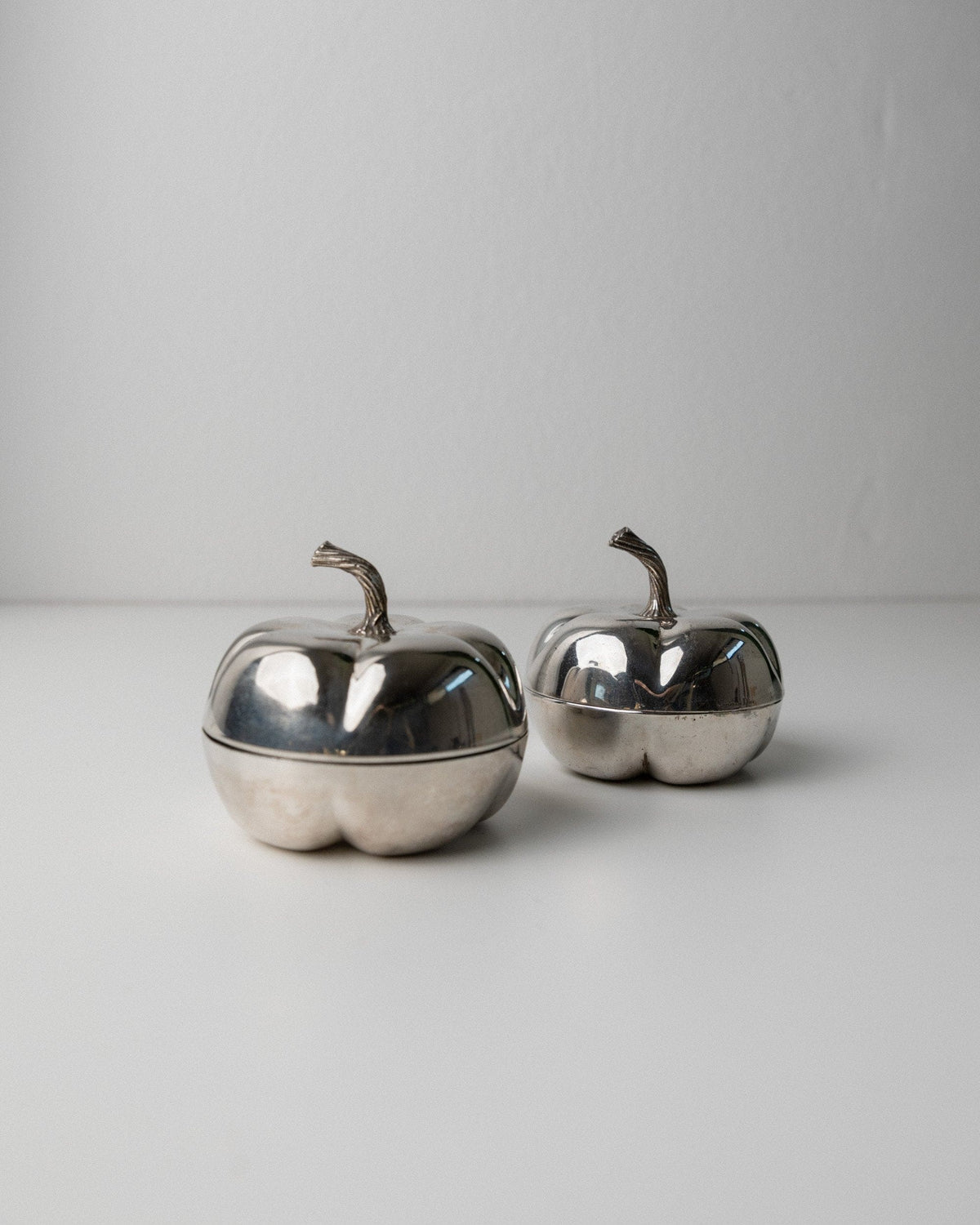 Vintage pumpkin set silver plated by Christian Dior 1970s design set of 2