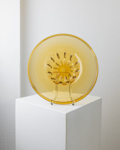 Bol vintage en verre de Murano côtelé ambré Italie années 1920