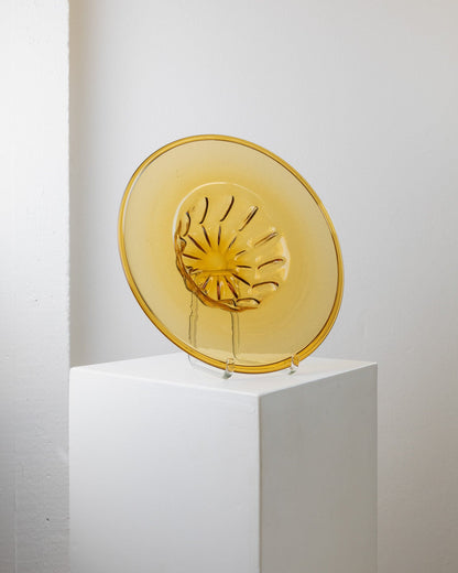 Bol vintage en verre de Murano côtelé ambré Italie années 1920