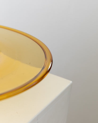 Bol vintage en verre de Murano côtelé ambré Italie années 1920