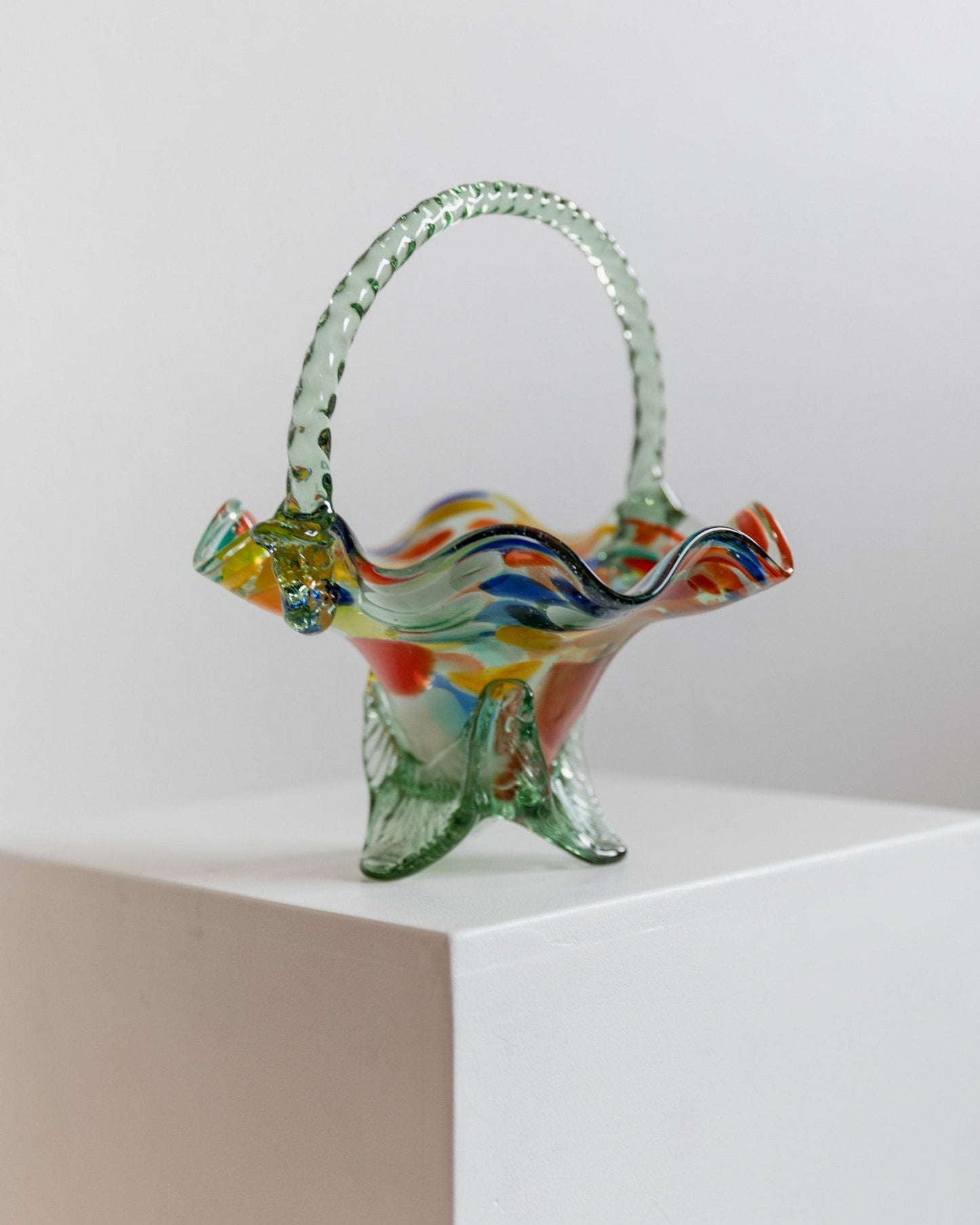 Bol Vintage en Verre de Murano Design Milieu du Siècle Italie Années 1970 Pois Colorés