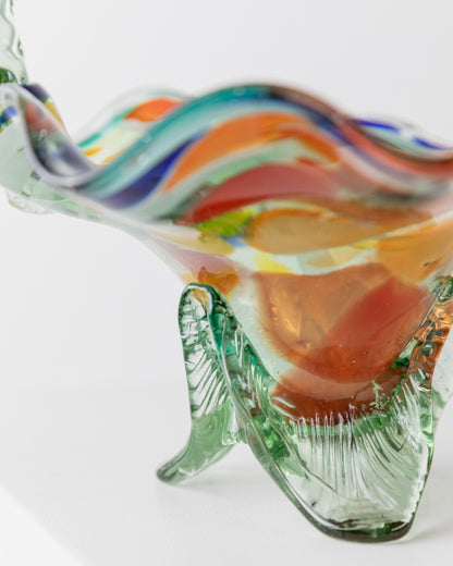 Bol Vintage en Verre de Murano Design Milieu du Siècle Italie Années 1970 Pois Colorés