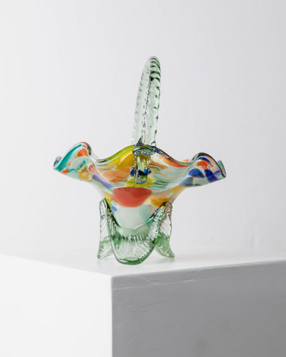 Bol Vintage en Verre de Murano Design Milieu du Siècle Italie Années 1970 Pois Colorés