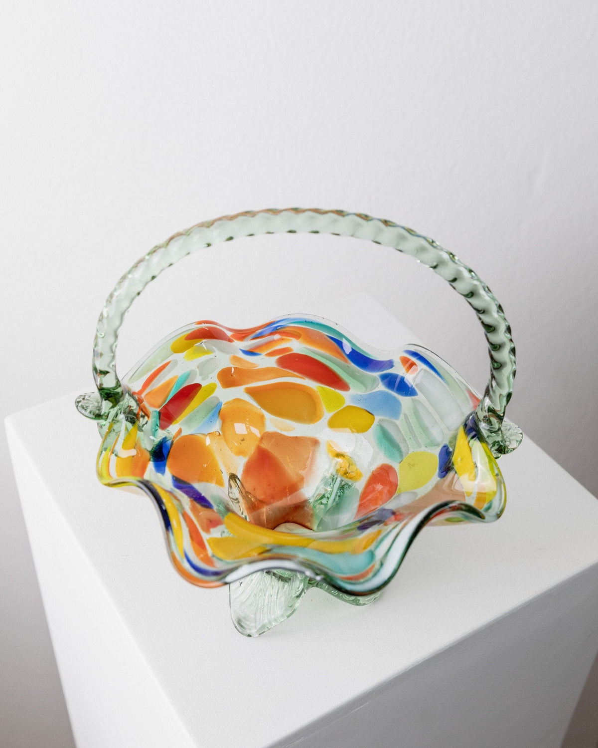 Vintage Bowl Murano Glass Mid Century Design Italy 1970s Colorful Dots
