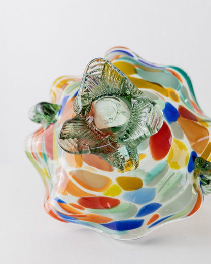 Bol Vintage en Verre de Murano Design Milieu du Siècle Italie Années 1970 Pois Colorés