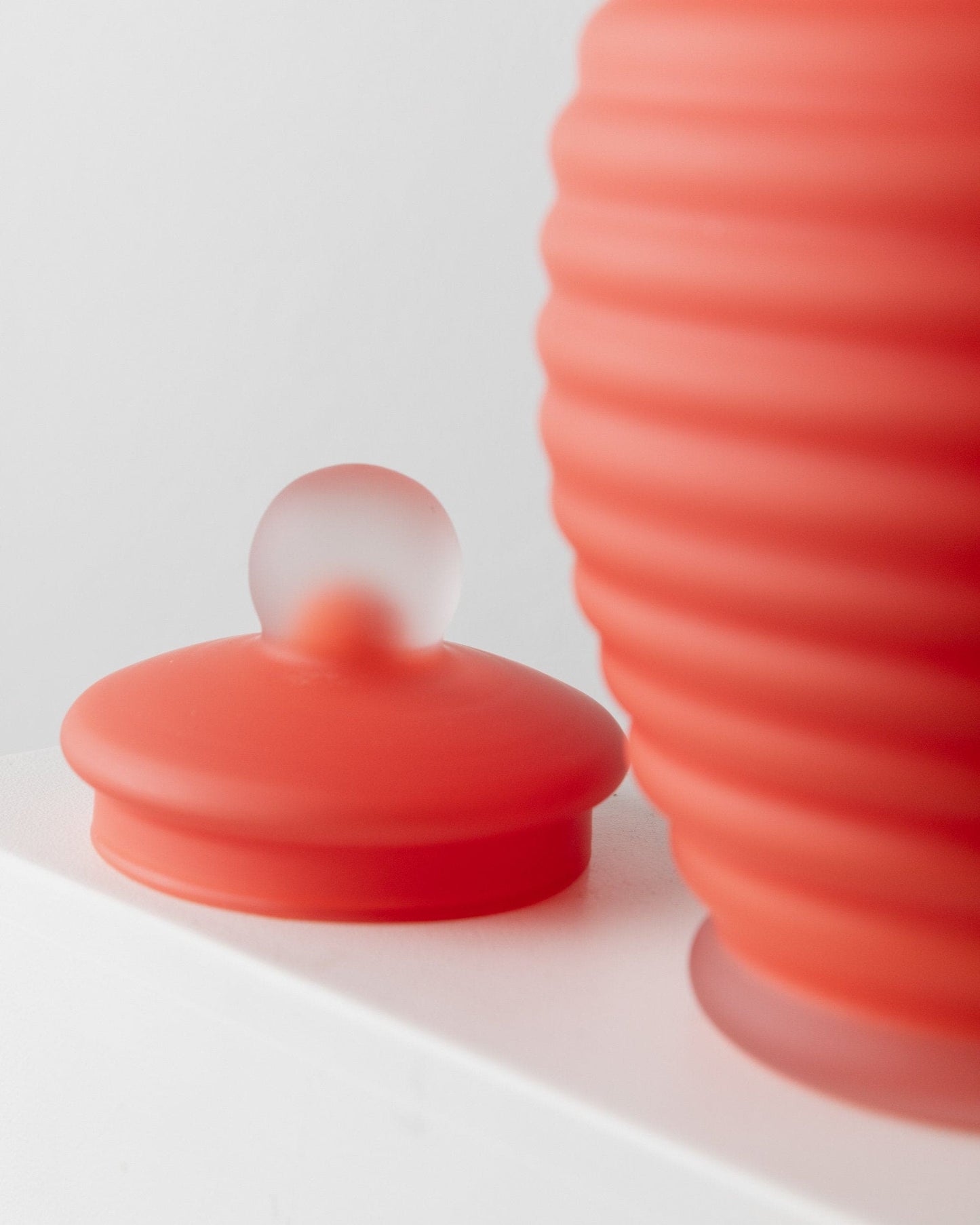 Vintage vase Murano glass fluted coral Italy 1980s