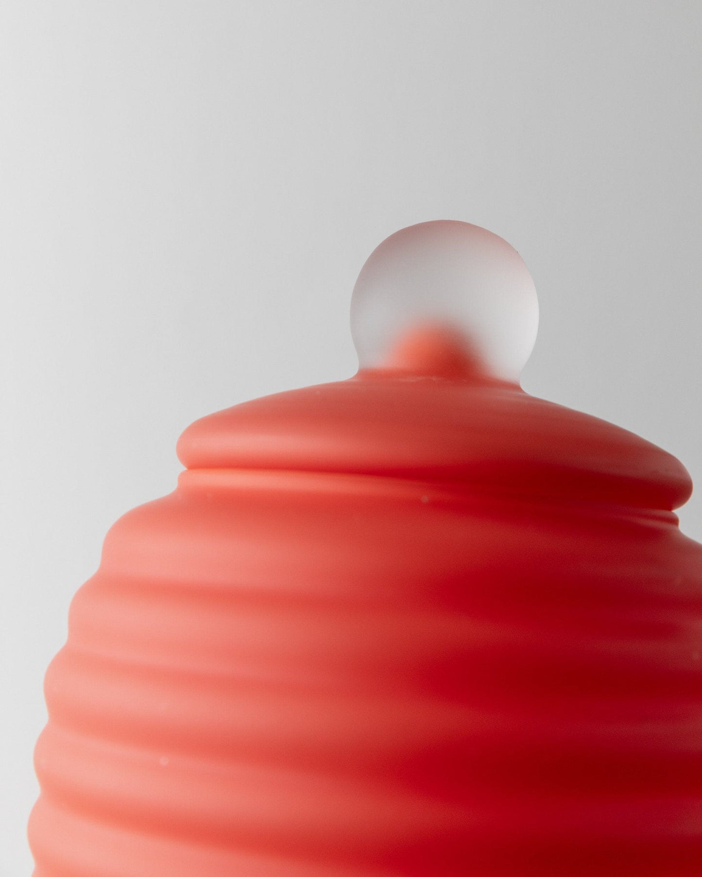 Vintage vase Murano glass fluted coral Italy 1980s