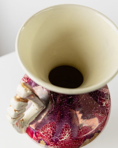 Vase et bol en céramique vintage par CAL pour CAL années 1980 peints à la main