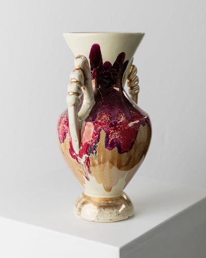 Vase et bol en céramique vintage par CAL pour CAL années 1980 peints à la main