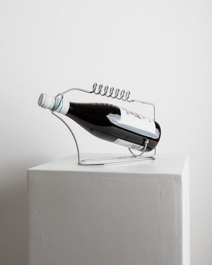 Vintage Flaschenhalter Edelstahl Spirale Raumzeitalter Design Italien 1980er