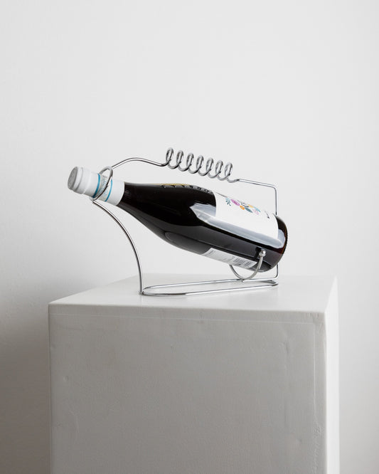 Vintage Bottle Holder Stainless Steel Spiral Space Age Design Italy 1980s