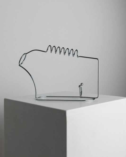 Vintage Bottle Holder Stainless Steel Spiral Space Age Design Italy 1980s