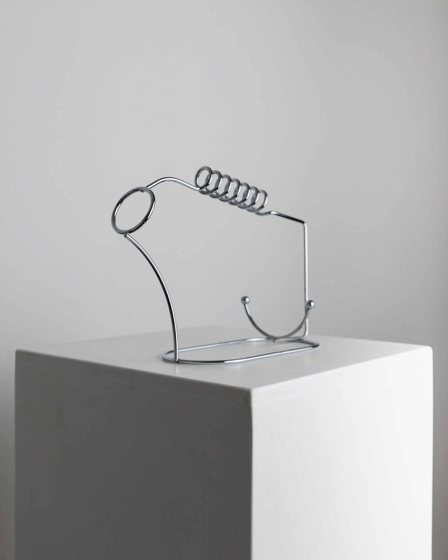 Vintage Flaschenhalter Edelstahl Spirale Raumzeitalter Design Italien 1980er