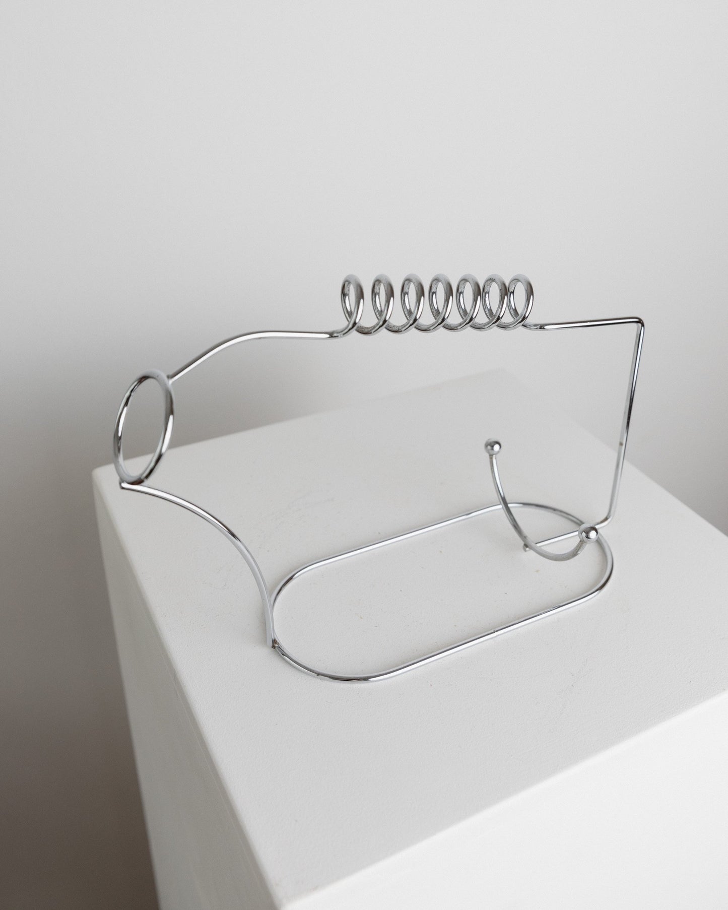 Vintage Flaschenhalter Edelstahl Spirale Raumzeitalter Design Italien 1980er