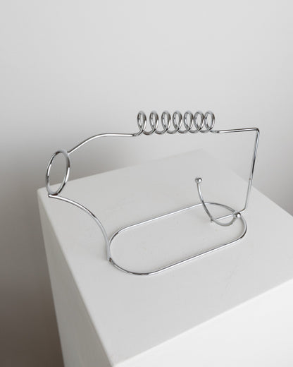 Vintage Flaschenhalter Edelstahl Spirale Raumzeitalter Design Italien 1980er