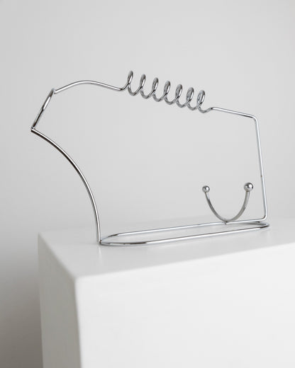 Vintage Flaschenhalter Edelstahl Spirale Raumzeitalter Design Italien 1980er