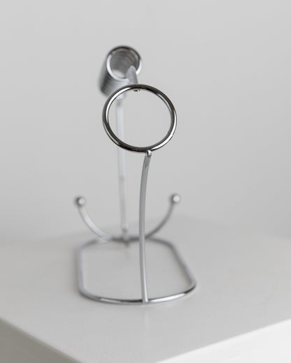 Vintage Flaschenhalter Edelstahl Spirale Raumzeitalter Design Italien 1980er