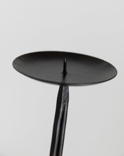 Vintage Kerzenhalter handgeschmiedetes Eisen brutalistischer Stil Knoten Detail 1970er