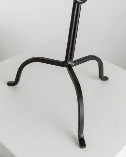 Vintage Kerzenhalter handgeschmiedetes Eisen brutalistischer Stil Knoten Detail 1970er