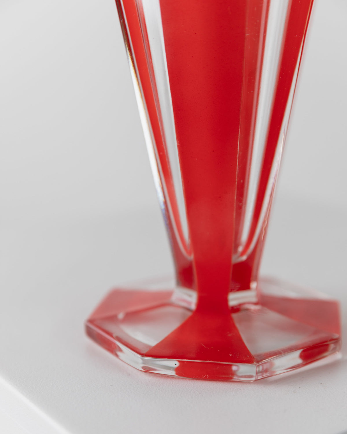 Vintage Vase Murano Glas rot gestreift Art Deco Italien 1970er