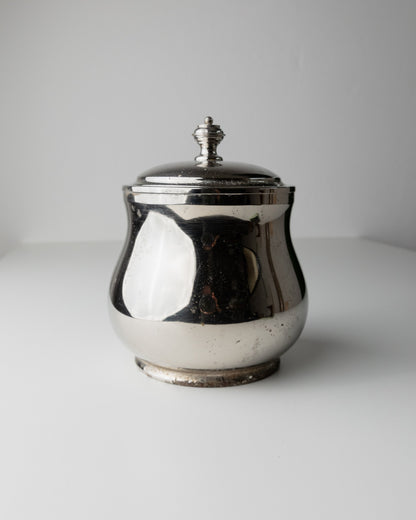 Vintage Eiseimer versilbert mit Deckel Glas Italien 60er Tischdeko Geschenk edel