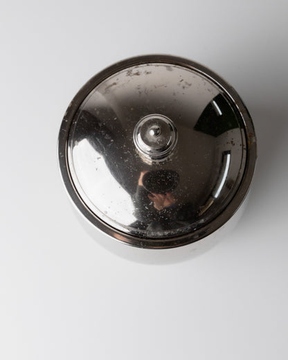 Vintage Eiseimer versilbert mit Deckel Glas Italien 60er Tischdeko Geschenk edel