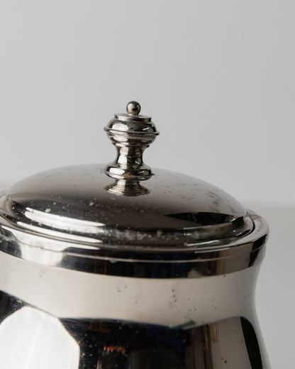 Vintage Eiseimer versilbert mit Deckel Glas Italien 60er Tischdeko Geschenk edel