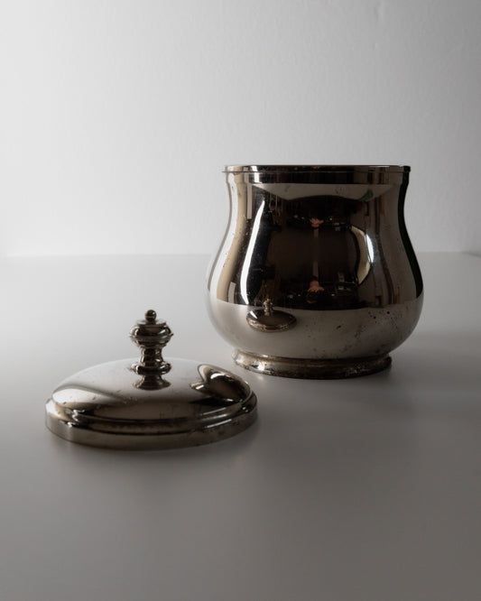 Vintage ice bucket silver plated with lid glass Italy 60s table decoration gift noble