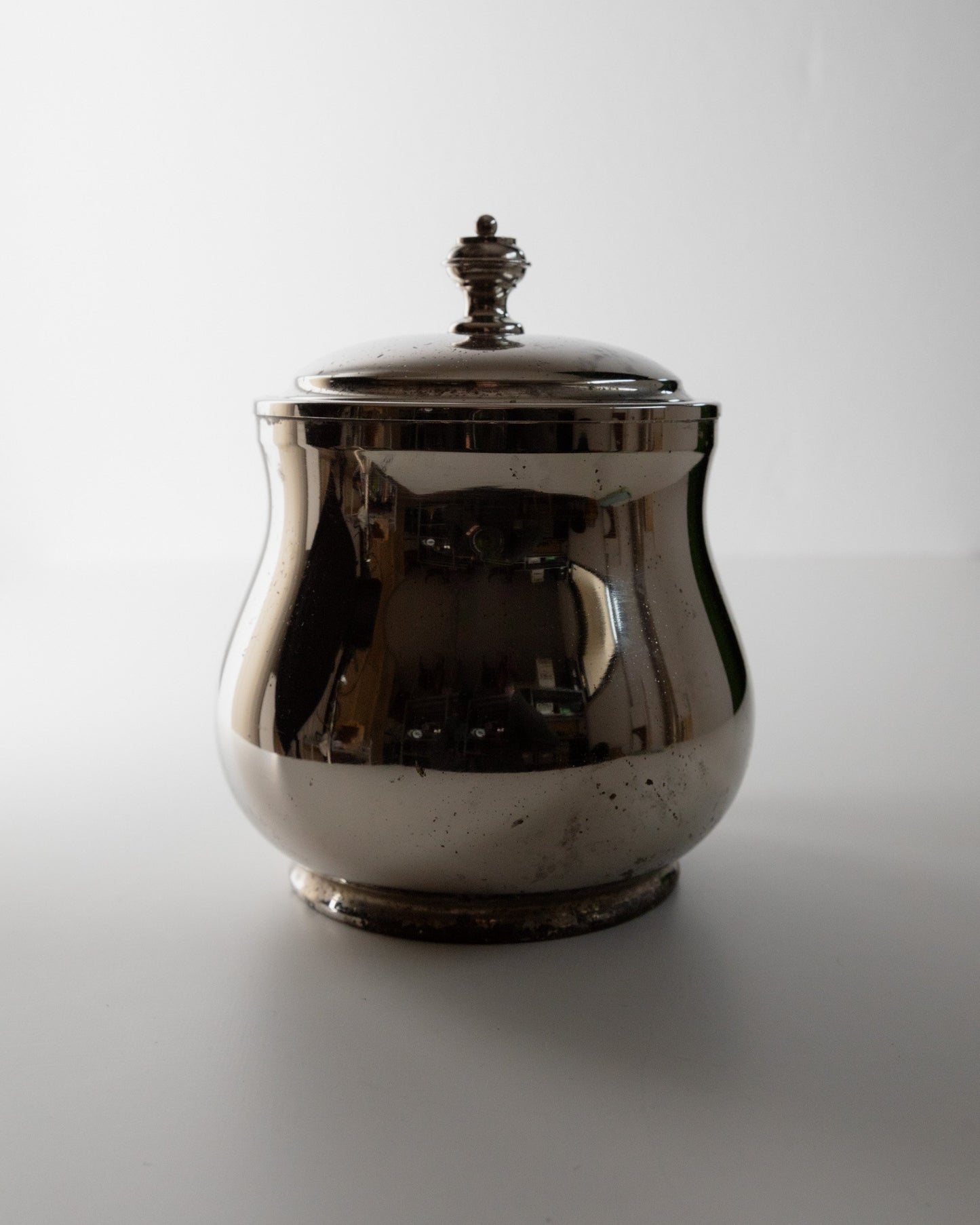 Vintage Eiseimer versilbert mit Deckel Glas Italien 60er Tischdeko Geschenk edel