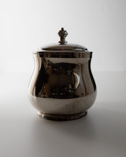 Vintage Eiseimer versilbert mit Deckel Glas Italien 60er Tischdeko Geschenk edel