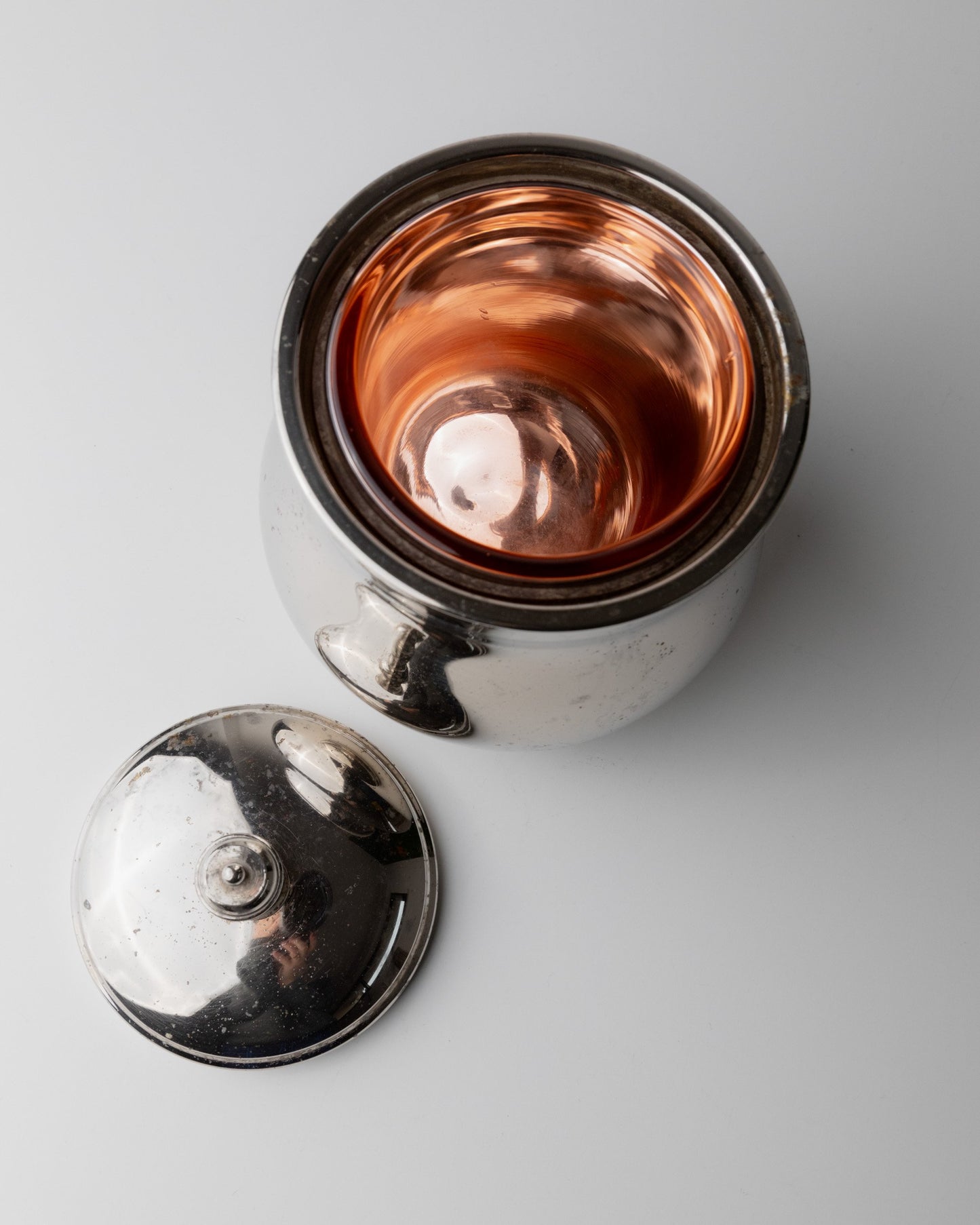 Vintage Eiseimer versilbert mit Deckel Glas Italien 60er Tischdeko Geschenk edel