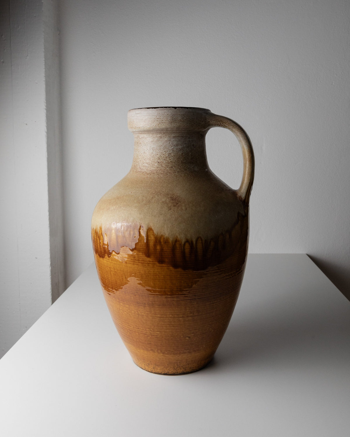 Vintage ceramic vase by Scheurich beige brown country house decoration 1970s