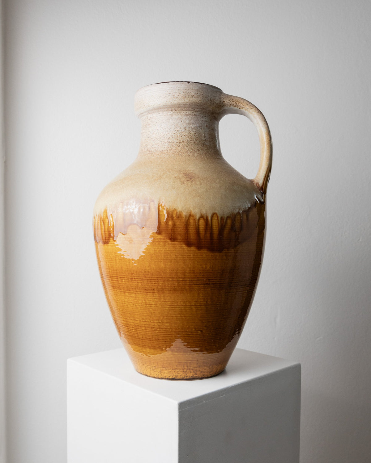 Vintage ceramic vase by Scheurich beige brown country house decoration 1970s